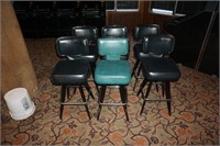 (5) Black Stools (1) Green Stool