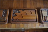 Wood Block Relief of Log & (2) Saw Blades
