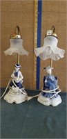 PR. OF DELFT CHINA LADY & MAN TABLE LAMPS