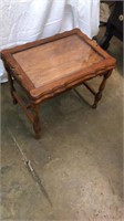 Small Wood Table with Serving Tray on Top