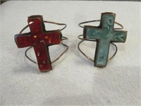 2PC STONE CROSS CUFF BRACELETS