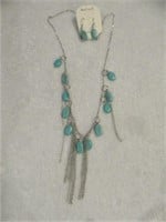 HAND MADE IN USA TURQUOISE STONE NECKLACE AND