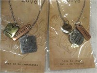 2PC STAMPED WITH LOVE NECKLACES NIP 16"