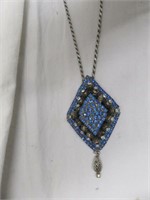 STERLING SILVER CHAIN WITH VINTAGE BLUE STONE