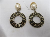 PAIR GIVENCHY PARIS DOOR KNOCKER CLIP EARRINGS