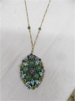 VINTAGE MULTI-STONE LOCKET NECKLACE 7.5"