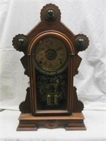 ANTIQUE ANSONIA CARVED WOOD KITCHEN CLOCK