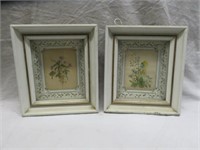 PAIR VINTAGE FRAMED SHADOW BOX STYLE FLOWER