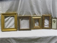 5PC SELECTION OF GOLD WOOD PICTURE FRAMES