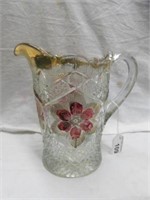VINTAGE FLASHED GLASS PITCHER 8.5"T
