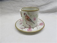 2PC LIMOGES FRANCE HAND PAINTED ENAMEL BIRD AND