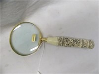 BONE STYLE CARVED HANDLE MAGNIFYING GLASS 8.5"