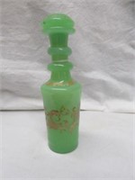 VINTAGE GREEN FRENCH STYLE PERFUME BOTTLE 6.5"T