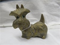 SOLID BRONZE DOG WITH GREEN EYES 4.25"T