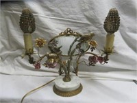 AWESOME FRENCH PARLOR LAMP WITH BIRD AND MIRROR