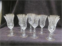 9PC ETCHED ROSE POINT CAMBRIDGE STEMS 7.5"T
