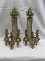 PAIR ORNATE FRENCH STYLE SCONCES 14.5"T