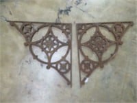 PAIR RUSTIC IRON ARCHITECTURAL PORCH BRACKETS