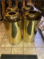 (4) Brass Trash Cans w/ Lids