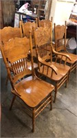 Oak Press Back Chairs (6)