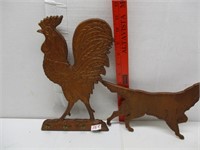 Wood Rooster & Dog