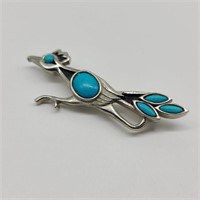 St. Labre Faux Turquoise Roadrunner Brooch