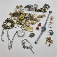 Lot of Vintage Costume Jewelry w/ Lucerne Watch