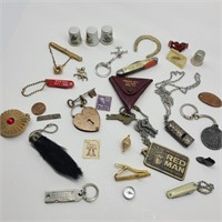 Lot of Misc. Trinkets w/ Avon Silver Note Whistle