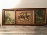 Antique framed art cows and farmhouse
