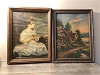 Lot of two antique framed prints