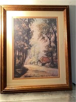 Framed art print cottage and woods