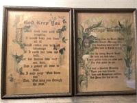 Two religious prayers framed antique