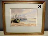 Harbour Scene Watercolour by Mary Brownless 1990