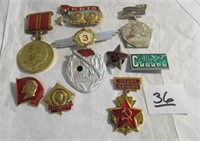 10 Soviet Union Communist Pins & Medals USSR CCCP