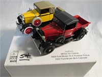 Two 1920s Ford Die Cast 1:32 Scale Cars w COA