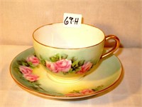 Limoges Hand Painted Cup & Saucer
