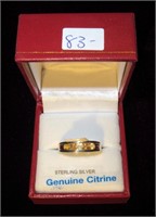 Sterling Silver Citrine Ring W/Appr