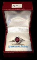 Sterling Silver Genuine Ruby Cocktail Ring