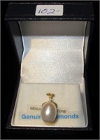 14KT. Gold Genuine Pear & Diamond Pendant W/App