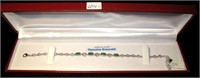 Ster. Silver Genuine Emerald Bracelet W/Appr