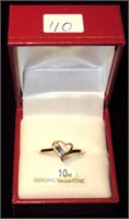 10kt Gold Genuine Sapphire Heart Ring W/Appr.