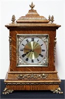 OAK CASE BOXED MANTLE CLOCK WITH CHIME