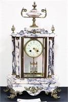 FRENCH MARBLE AND CRYSTAL REGULATOR CLOCK