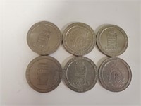 (6) Assorted Gaming Tokens