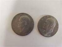 (2) 1776-1976 Eisenhower Silver Dollars