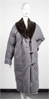 Bill Blass Puffy Duffel Coat With Faux Fur Collar
