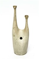 Mid-Century Glazed Ceramic Double Neck Bud Vase