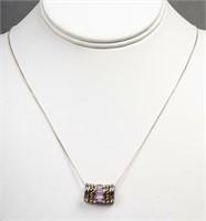 Silver & Vermeil Amethyst Pendant Necklace