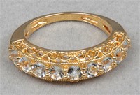 Vermeil Gold-Over-Silver Aquamarine Ornate Ring
