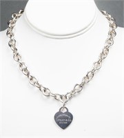 Tiffany & Co. Silver Heart Charm Link Necklace
